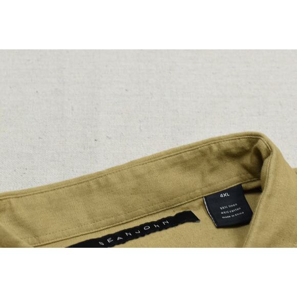 NEW Sean John Men's Big & Tall Size 4XL Khaki Linen Blend Button Down Shirt - Picture 7 of 8